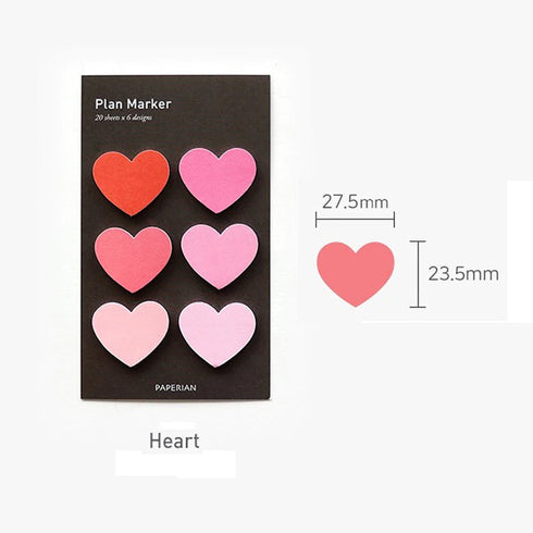 PAPERIAN Plan Marker Heart Note Sticky Note Small Sticky Note Memo Sticky Note South Korea | 1.08 X 0.93
