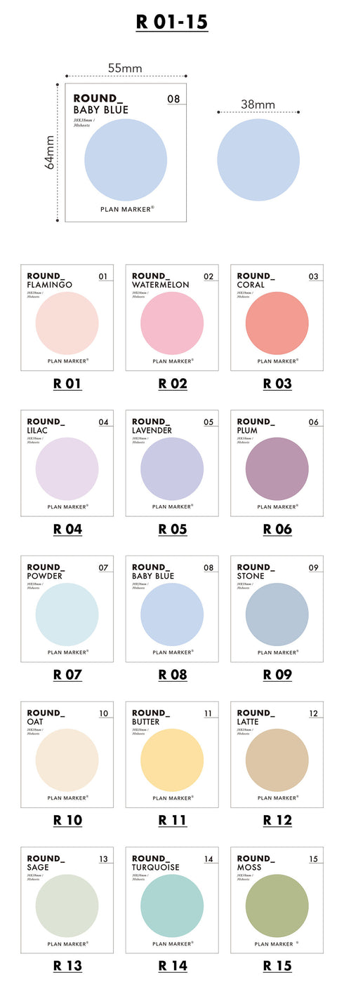 PAPERIAN Single Plan Marker ROUND Note Sticky Note Small Sticky Note South Korea | 38mm