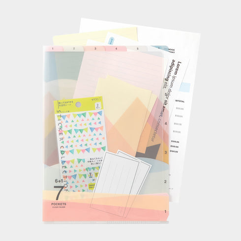 Midori MD A4 7 Pocket LANDSCAPE EARTH Clear Folder