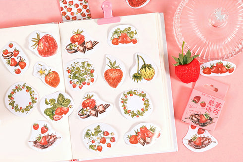 Premium Die-Cut Strawberry Chocolate Strawberries Cocoa Stickers