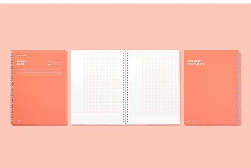 MOTEMOTE Living Coral SPRING Book Notebook Cornell Ruled 5mm Grid 100 Pages | 258mm x 158mm- USA