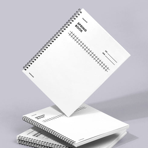 MOTEMOTE White SPRING Book Notebook Cornell Ruled 5mm Grid 100 Pages | 258mm x 158mm- USA Located!