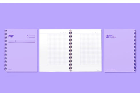 MOTEMOTE Violet SPRING Book Notebook Cornell Ruled 5mm Grid 100 Pages | 258mm x 158mm- USA Located!