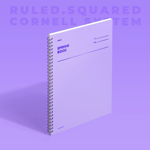 MOTEMOTE Violet SPRING Book Notebook Cornell Ruled 5mm Grid 100 Pages | 258mm x 158mm- USA Located!
