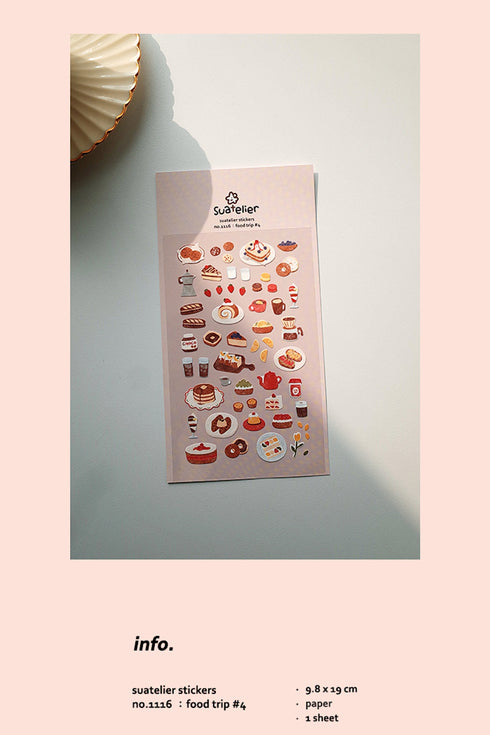 Suatelier Sonia PVC Transparent Stickers 1116 | Food 04 Pancakes Cake Coffee Stickers
