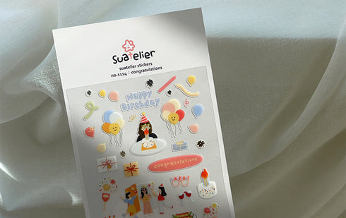 Suatelier Sonia PVC Transparent Stickers 1114 | Congratulations Party Birthday Stickers