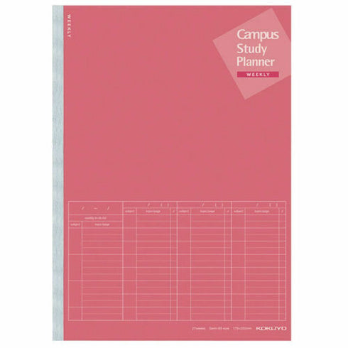 Kokuyo A5 Campus PINK WEEKLY Undated Study Planner Notebook | 28 Sheets Eco-Friendly Wood-Free Paper Y82MW