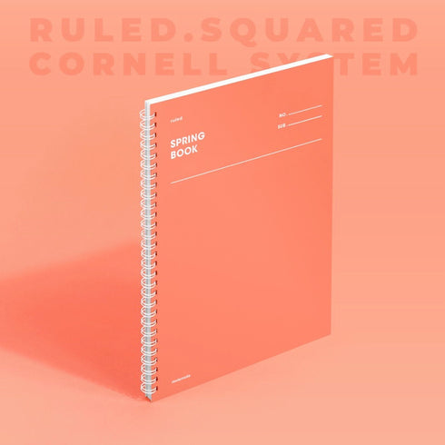 MOTEMOTE Living Coral SPRING Book Notebook Cornell Ruled 5mm Grid 100 Pages | 258mm x 158mm- USA