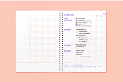 MOTEMOTE Living Coral SPRING Book Notebook Cornell Ruled 5mm Grid 100 Pages | 258mm x 158mm- USA