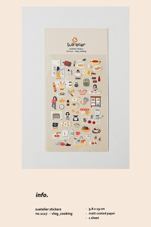 Suatelier Sonia PVC Transparent Stickers 1117 | Vlog Cooking Video Production Stickers