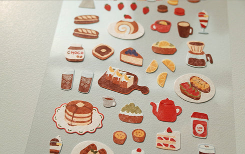 Suatelier Sonia PVC Transparent Stickers 1116 | Food 04 Pancakes Cake Coffee Stickers