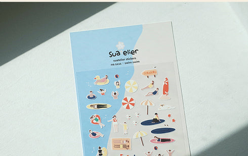 Suatelier Sonia PVC Transparent Stickers 1111 | Swim Swim Pool Party Outdoors BBQ Stickers