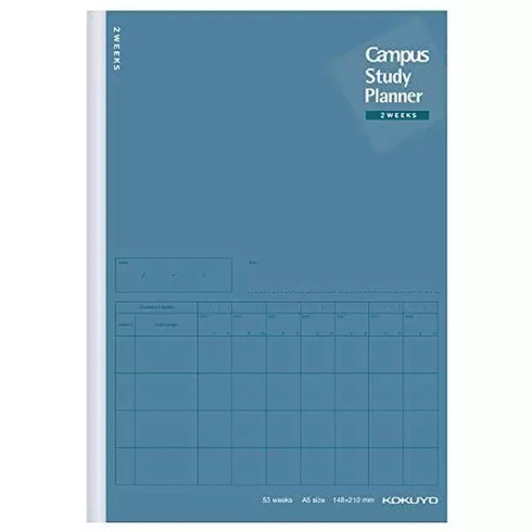 Kokuyo B5 Campus DARK Blue TWO WEEKS Undated Study Planner Notebook | 26 Sheets Eco-Friendly Wood-Free Paper Y80LT