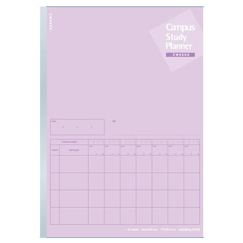 Kokuyo B5 Campus DARK Blue TWO WEEKS Undated Study Planner Notebook | 26 Sheets Eco-Friendly Wood-Free Paper Y80LT