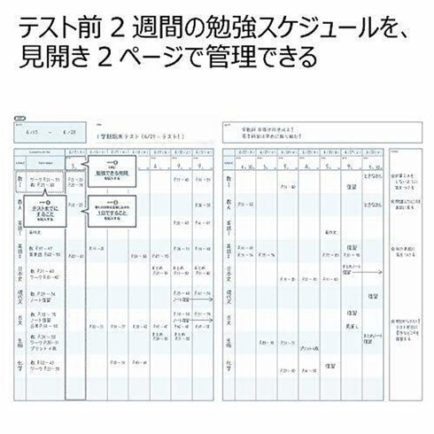 Kokuyo B5 Campus DARK Blue TWO WEEKS Undated Study Planner Notebook | 26 Sheets Eco-Friendly Wood-Free Paper Y80LT