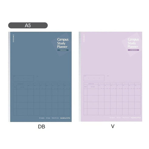 Kokuyo A5 Campus PURPLE TWO WEEKS Undated Study Planner Notebook | 26 Sheets Eco-Friendly Wood-Free Paper Y82LT