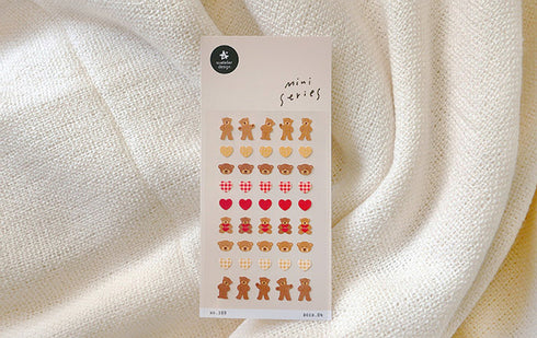 Suatelier Sonia PVC Transparent Stickers Mini Series 109 | Teddy Bear Comfort Snuggling