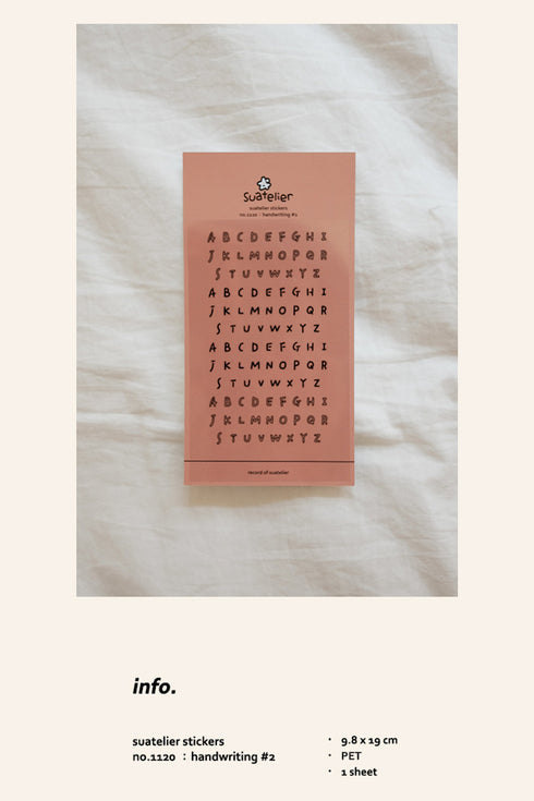 Suatelier Sonia PVC Transparent Stickers UPPERCASE Handwriting #2 Letter Stickers Word Stickers | 1120