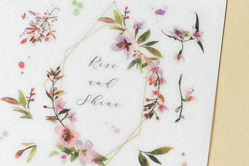 MU Lifestyle Print-On Stickers Rub -On Stickers Transfer Stickers Translucent Stickers 084 | Rise and Shine Pink & Purple Flowers