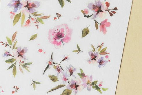 MU Lifestyle Print-On Stickers Rub -On Stickers Transfer Stickers Translucent Stickers 084 | Rise and Shine Pink & Purple Flowers