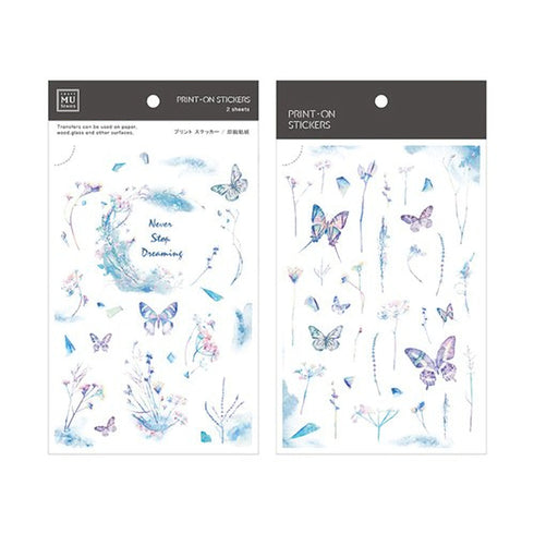 MU Lifestyle Print-On Stickers Rub -On Stickers Transfer Stickers Translucent Stickers 085 | Never Stop Dreaming Butterflies Blue & Purple