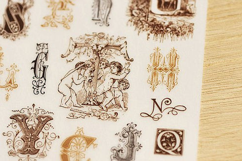 MU Lifestyle Print-On Stickers Rub -On Stickers Transfer Stickers Translucent Stickers 128 | All Secrets Library Books Calligraphy Cartouche