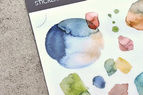 MU Lifestyle Print-On Stickers Rub -On Stickers Transfer Stickers Translucent Stickers 133 | Jewel Tones Watercolor Spots