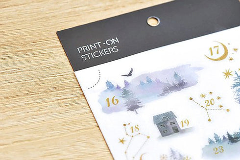 MU Lifestyle Print-On Stickers Rub -On Stickers Transfer Stickers Translucent Stickers 164 | Twilight Numbers Moon Trees Houses