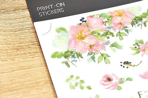 MU Lifestyle Print-On Stickers Rub -On Stickers Transfer Stickers Translucent Stickers 170 | Flowers Pink Flowers Peach Flowers Roses
