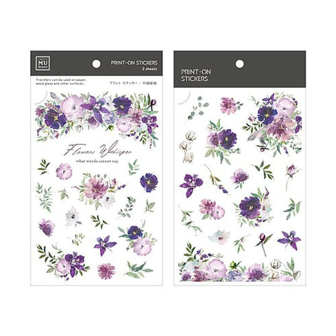 MU Lifestyle Print-On Stickers Rub -On Stickers Transfer Stickers Translucent Stickers 171 | Flowers Whispers Purple Flowers Bouquet