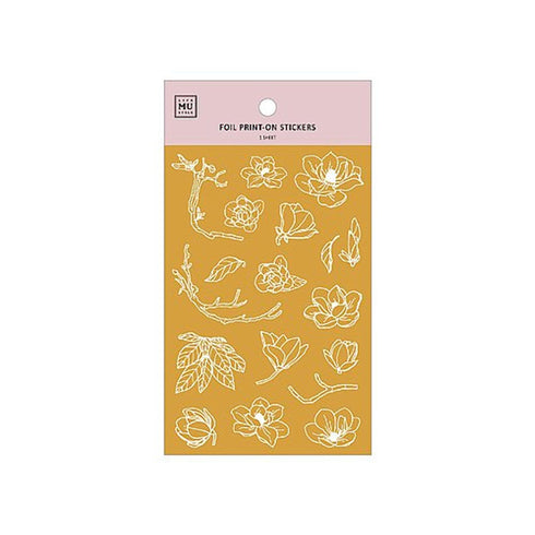 MU Lifestyle Print-On Stickers Rub-On Stickers Transfer Stickers GOLD FOIL Stickers 04 | Individual Gold Foil Flowers Lotus Rose Branch