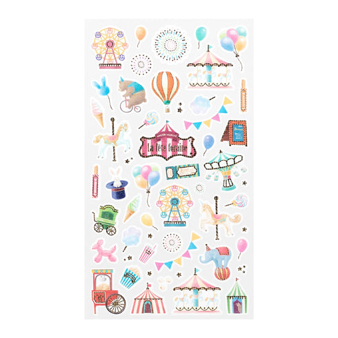 Midori Sticker Marché AMUSEMENT Park Carousel Circus Ferris Wheel Popcorn Elephant Washi Tape Stickers | 2454