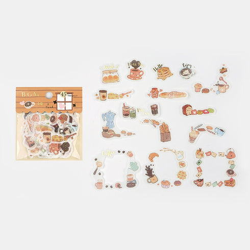 BGM Premium Die-Cut Flake Sunny Café Coffee Tea Pastry Coffee Bar Gold Foil Stickers | DG011