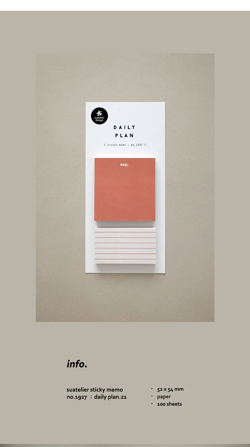 Suatelier Planner Sticky Notes 1927 | Daily Plan Say