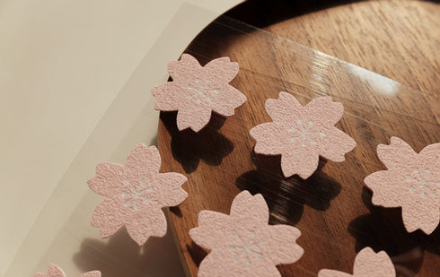 Suatelier Sonia PVC Transparent Stickers PINK 1669-65 | Felt Cherry Blossom Sakura Blossom