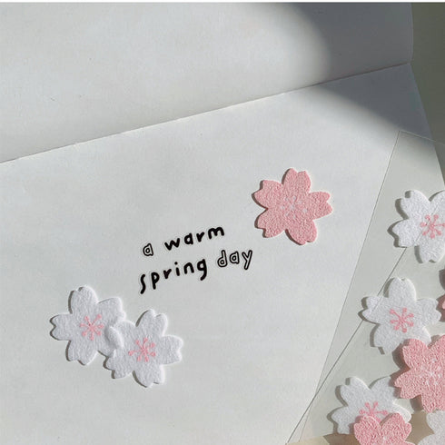 Suatelier Sonia PVC Transparent Stickers WHITE 1668-65 | Felt Cherry Blossom Sakura Blossom