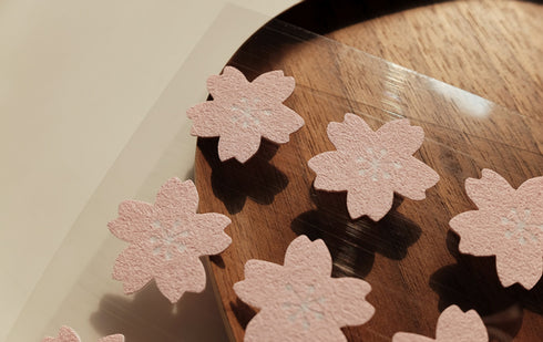 Suatelier Sonia PVC Transparent Stickers WHITE 1668-65 | Felt Cherry Blossom Sakura Blossom