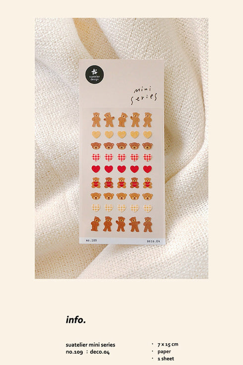Suatelier Sonia PVC Transparent Stickers Mini Series 109 | Teddy Bear Comfort Snuggling