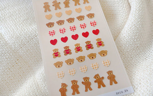 Suatelier Sonia PVC Transparent Stickers Mini Series 109 | Teddy Bear Comfort Snuggling