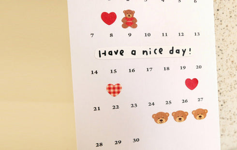 Suatelier Sonia PVC Transparent Stickers Mini Series 109 | Teddy Bear Comfort Snuggling