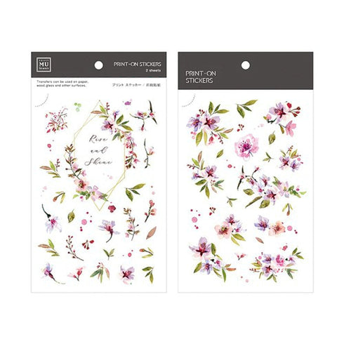 MU Lifestyle Print-On Stickers Rub -On Stickers Transfer Stickers Translucent Stickers 084 | Rise and Shine Pink & Purple Flowers