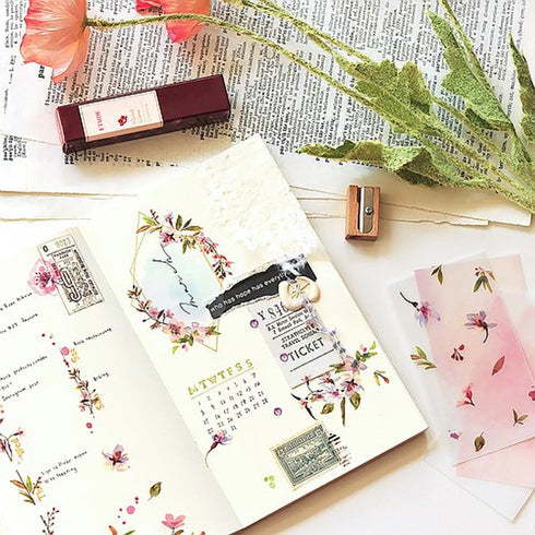 MU Lifestyle Print-On Stickers Rub -On Stickers Transfer Stickers Translucent Stickers 084 | Rise and Shine Pink & Purple Flowers