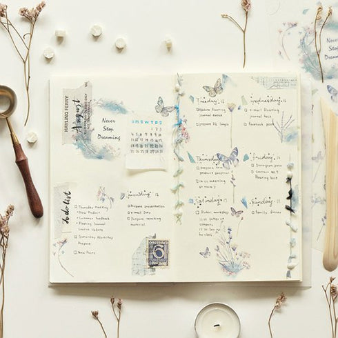 MU Lifestyle Print-On Stickers Rub -On Stickers Transfer Stickers Translucent Stickers 085 | Never Stop Dreaming Butterflies Blue & Purple