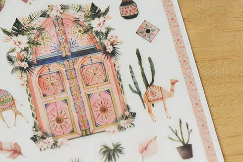 MU Lifestyle Print-On Stickers Rub -On Stickers Transfer Stickers Translucent Stickers 095 | Moroccan Palm Trees Camels