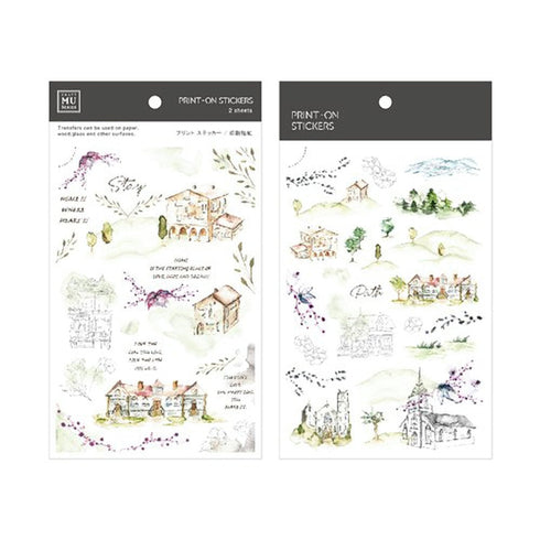 MU Lifestyle Print-On Stickers Rub -On Stickers Transfer Stickers Translucent Stickers 112 | Path Church House Trees