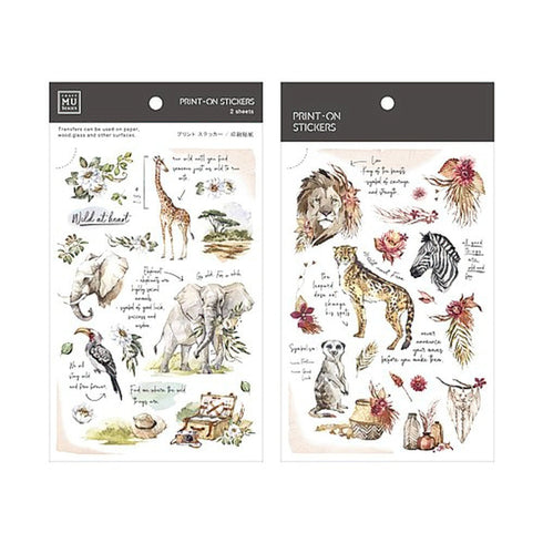 MU Lifestyle Print-On Stickers Rub -On Stickers Transfer Stickers Translucent Stickers 148 | African Wildlife Lion Zebra Elephant Meerkat