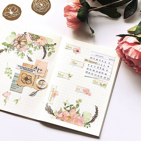 MU Lifestyle Print-On Stickers Rub -On Stickers Transfer Stickers Translucent Stickers 170 | Flowers Pink Flowers Peach Flowers Roses