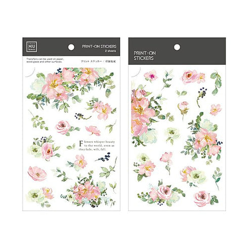 MU Lifestyle Print-On Stickers Rub -On Stickers Transfer Stickers Translucent Stickers 170 | Flowers Pink Flowers Peach Flowers Roses