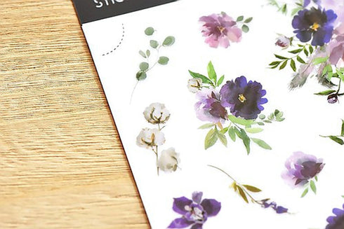 MU Lifestyle Print-On Stickers Rub -On Stickers Transfer Stickers Translucent Stickers 171 | Flowers Whispers Purple Flowers Bouquet