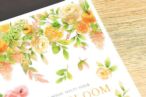 MU Lifestyle Print-On Stickers Rub-On Stickers Transfer Stickers Translucent Stickers 172 | Heart Bloom Orange Flowers Peach Flowers Bouquet
